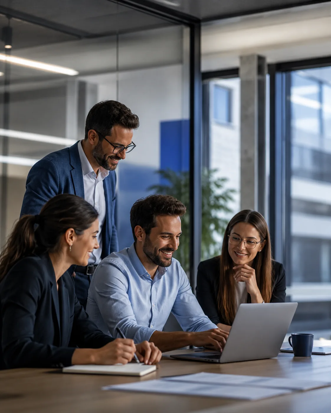 Equipe comercial utilizando o Vertice ERP