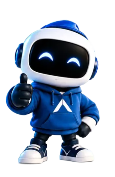 Verti, mascote da Vértice, fazendo sinal de positivo